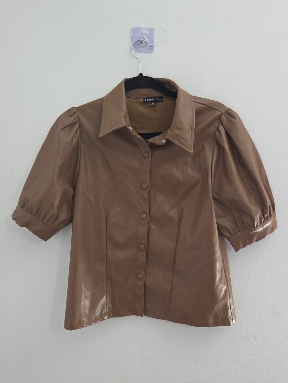 Chocolate USA Faux Leather Blouse